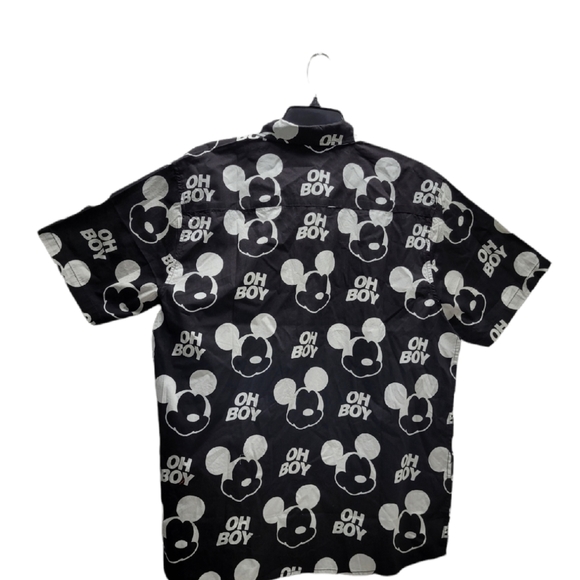 NEFF DISNEY COLLECTION MICKEY MOUSE BUTTON FRONT BLACK MEN SHIRT SIZE L NWT - Picture 2 of 8
